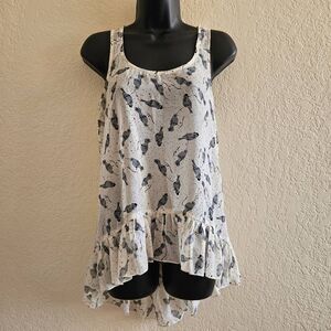 Mimi Chica Fancy Bird High-Low Peplum Top